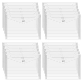 20 Pcs A6 Plastic Wallet, Small Clear Document Folders with Popper Waterproof Transparent Plastic Envelope Files Snap Button for School Home Office Travel Paperwork Organization, 16x11.5 cm