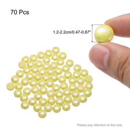 sourcing map Ceramics Beads,70pcs Flat Ceramics Gemstone Yellow Iridescent 0.24lbs (0.47-0.87") Ceramics Marbles Pebbles for Vase Fillers Aquarium Decor DIY Craft