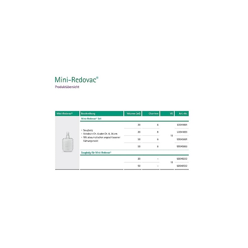 B. Braun Mini-Redovac Set with 20 ml Suction Bellow, Drain