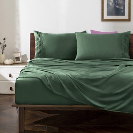 Horbaunal Green Queen Size Sheet Set - 4 Piece Hotel Luxury Bedding Sheets & Pillowcases - 16 Inch Deep Pocket Microfiber Bedding Set - 1800 Thread Count Soft & Wrinkle Bed Sheets