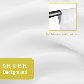 Julius Studio 9 x 15 ft. Pure White Color Backdrop Background Screen, 150GSM Superior Density Thicker Than Standard, Premium A+ Grade Fabric, Spring Clamps, Professional Studio, Family Event, JSAG677