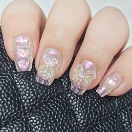 Aurora Ice Pop Handmade Nail Tips - Short Square / 오로라 아이스팝 수제네일팁 - 숏스퀘어