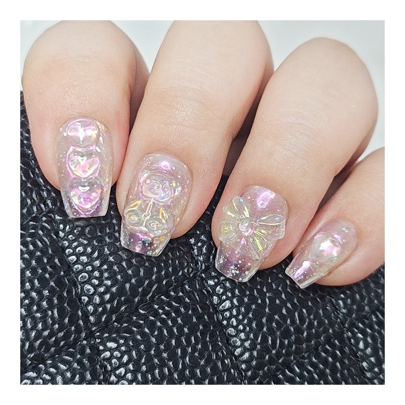 Aurora Ice Pop Handmade Nail Tips - Short Square /