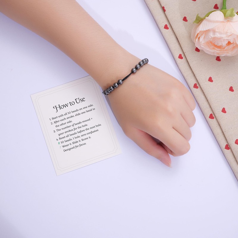 Kvekstio Golf Counting Bracelet, Men's Golf Score Counter Black Braided