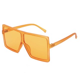 W&Y YING Square Oversized Sunglasses for Women Baddie Large Frame Sunglasses Big Cute Trendy Fire Mens (Orange)