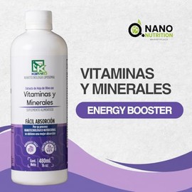 Vitaminas y Minerales | Suplemento de Alta Absorción 480ml | 32 Dosis | Nano Nutrition by KEMED