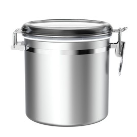 ENLOY 165oz Stainless Steel Airtight Canister for Kitchen, Large Flour Coffee Bean Tea Cereal Sugar Cookie Metal Food Storage Canisters with Clear Lid and Sturdy Locking Clamp (7.7 * 7.7 * 8.4in)