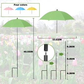 DHXGON 4 Pack Plant Umbrellas for Outdoor Plants,23IN Larger Garden Plant Umbrella Shade with Adjustable Angle,40IN Higher Sun Shade for Plants, Potted Plant, Garden Beds