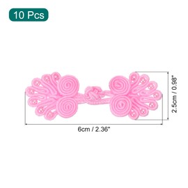 MECCANIXITY 10 Pairs Chinese Knots Frog Buttons Closure Pink Sewing Buttons Fasteners with Beads for DIY Sewing Coats Cloak Sweater Bridal Costume Outfit,0.98x2.36 Inch
