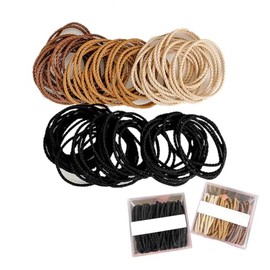 Hair Ties, 100pcs No Damage Hair Elastics Hair Accessories for Women Girls, Thick Seamless Hair Ties, Neutral Color, 5 Colors Included: Black, Brown, Gray, Carnation, Light Brown