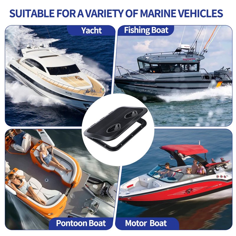 smartmarine Marine Deck Access Hatch 17.3“×12.4 Black Rectangle Boat Hatch