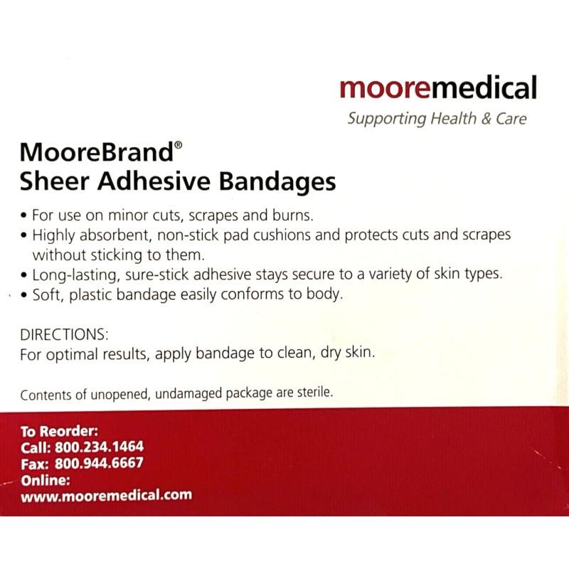 Moorebrand Fabric Adhesive Bandages, 3/4" x 3" - 100/box