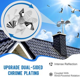 Bird Reflectors Spinning Wind Powered，Bird Scare Reflective Device Keep Bird Pigeon Woodpeckers and Sparrows Away for Outdoor Patio, Yard, Garden, Rooftop and Vegetable Gardens (Single Pack- Silver)