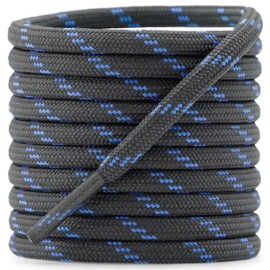 DELELE Round Work Boot Laces: 71 inch Dark Grey Blue Heavy Duty Hiking Shoe Laces for Boots 2 Pair