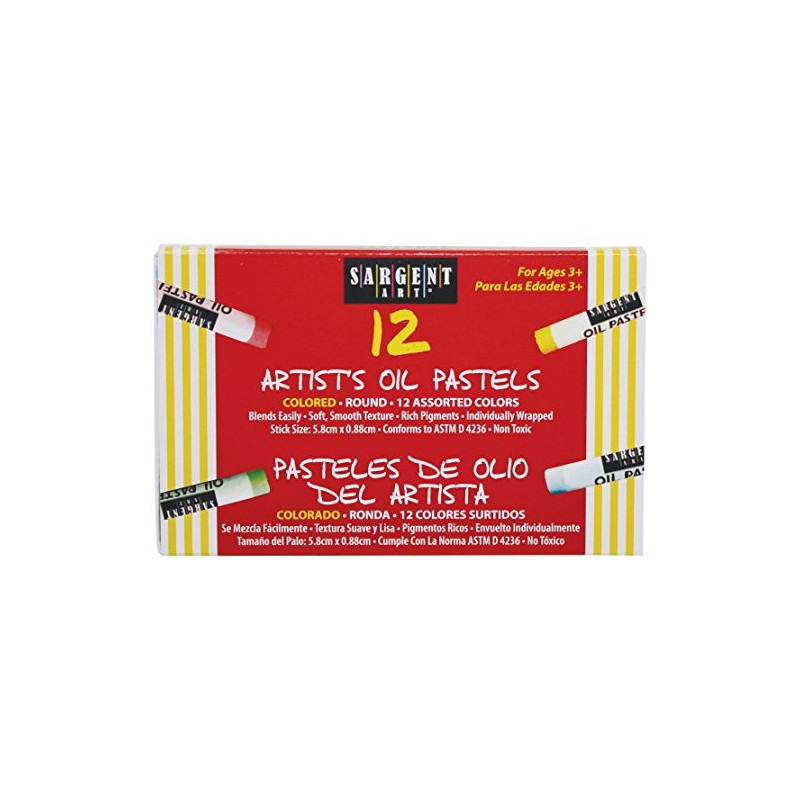 Sargent Art 22-2017 12-Count Oil Pastels Assorted, 5.8cm x 0.88cm