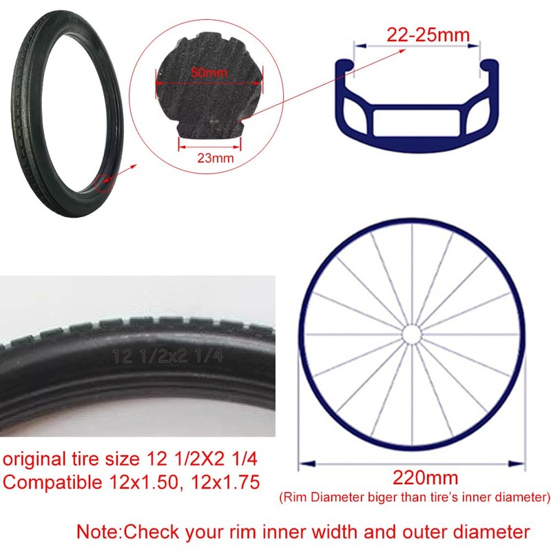 CATAZER 12 Inches Solid Tire for Kid Bike Folding Bicycle