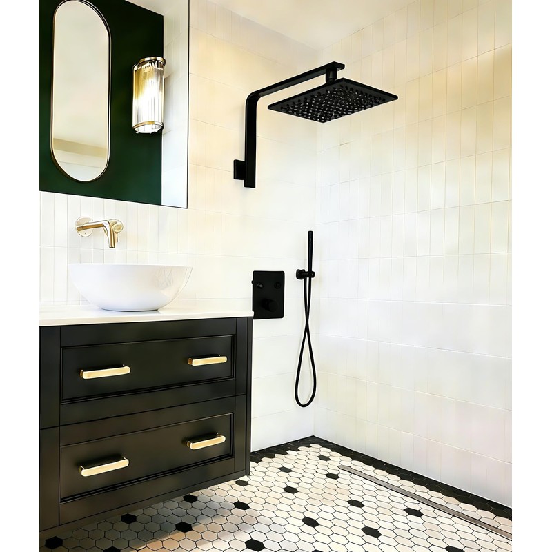Aquaiaw High Rise Shower Arm and Flange, 10.5 inch, Solid