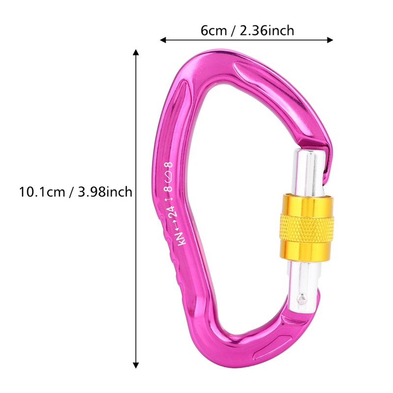 Aluminum Alloy 24KN Carabiner D Buckle Spring Clip Keychain Hook