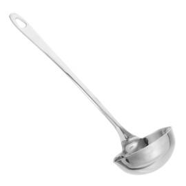 iplusmile Stainless Steel Dual Spout Soup Ladle with Long Handle Multifunctional Kitchen Tool for Effortless Liquid Transfer for Serving Soup Sauces and More Metal