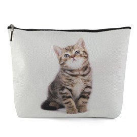 Kytpyi Small Cosmetic Bag for Handbag, Makeup Bag for Cat Lovers, Gift, Cute Cat Cosmetic Bag for Cat Lovers, Linen Cotton Toiletry Bag Women for Everyday Life Travel, C17, C17