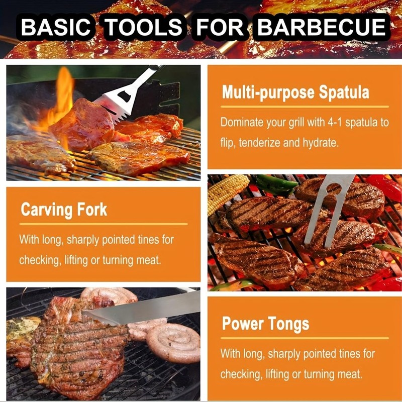 Heavy Duty BBQ Grill Tools Set, 20 Pieces, Stainless Steel