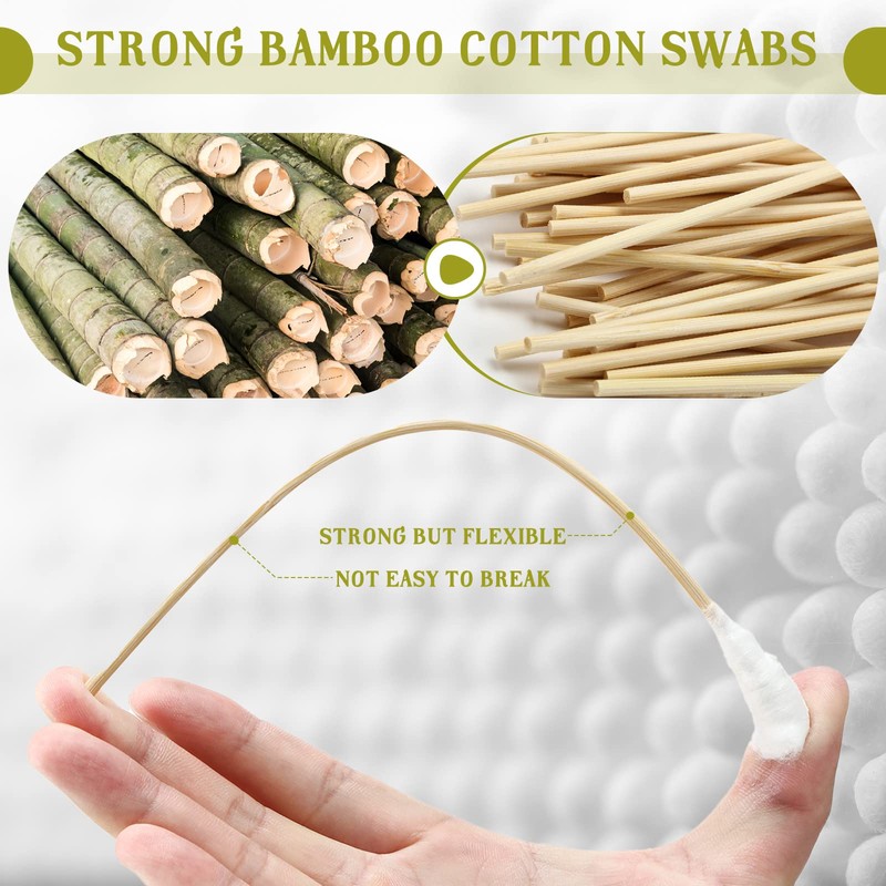 Zhehao 300 Pcs 8 Inch Large Cotton Swabs with Bamboo