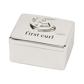 Bambino Baby Christening Gifts. Silverplated First Curl Keepsake Box with Rocking Horse Decoration