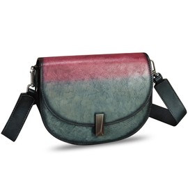 Genuine Leather Crossbody Bag for Women Retro Leather Pouch Vintage Handbag Purse Ladies Satchel (Multicolor2)