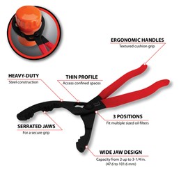 Performance Tool W54310 Small Straight Jaw Oil Filter Pliers 2 in. to 3-1/4 in.