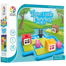 SmartGames Three Little Piggies - Deluxe Cognitive Skill-Building Puzzle Game featuring 48 Playful Challenges for Ages 3+