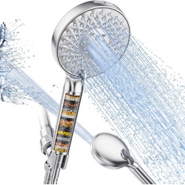 AQANakki Filtered Shower Head with Handheld, High Pressure 10 Settings Shower Filter Head for Hard Water, Built-in Power Spray,Hard Water Filter Showerhead-Remove Chlorine-Dry Skin,Hair(Premium Chome)