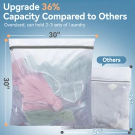Hoodeet Extra Large Mesh Laundry Bags for Delicates,30"x30" Laundry Bags Mesh Wash Bags for Washing Machine, Delicate Laundry Bag, Travel Clothing Storage Bags for Cruise, Camping, College (2 Pack)