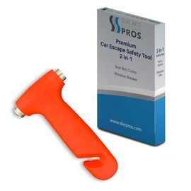 Premium Seat Belt Cutter & Instant Window Hammer - Life Saving Quick Escape from Your Vehicle in an Emergency (2-Pack, Premium Orange)