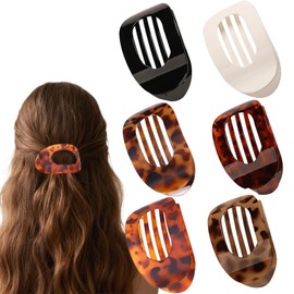 Moerstar 6 Stück Haarklammern Damen, Haarklammer Groß Einfache Elegante Rutschfest Flat Claw Clip Starker Halt Haarspangen für Dickes Dünnes Feines Haar Damen Mädchen (Stil 1)