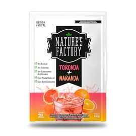 Nature's Factory Bebida Frutal en Polvo Sabor Toronja Naranja, Bajo en Calorías, 10 piezas de 12 gramos
