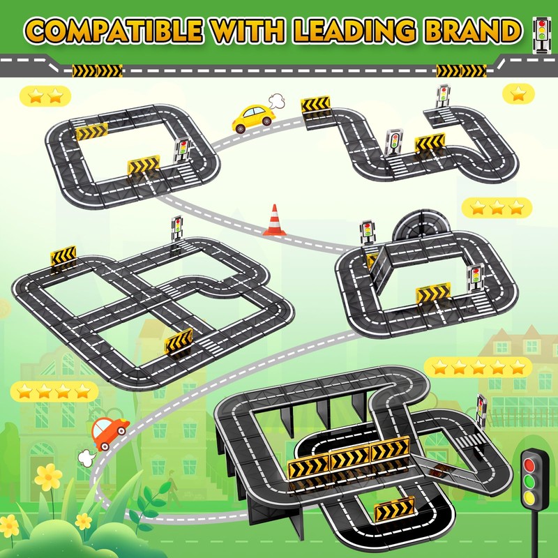Magnetic Tiles Road Expansion Set for 3+ Year Old Boys
