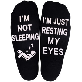 Birthday Gifts for Men Dad Father Husband Grandpa Mens Socks Gifts For Him,Funny Socks Gift Ideas I'm Not Sleeping I'm Just Resting My Eyes Socks