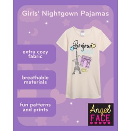 Angel Face Girls Nightgowns Pajama - 3 Pack Soft Breatable Short Sleeve Nightgown Girls Pajamas - Sleep Dress Pajamas (6-14), Size 6, Girls World/Bonjour