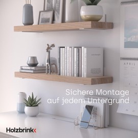 HOLZBRINK HLR-L-300-9016 Metal Shelf Brackets for Wall Shelves White 300 x 100 x 40 mm Pack of 1