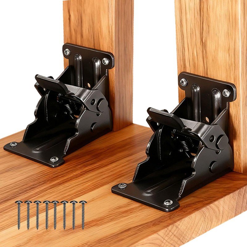 Folding Brackets Black, 0-180 Degrees Self-Lock Hinge with Screws for