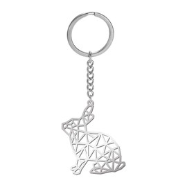Dreamtimes Women's Animal Keyring Blank Stainless Steel Pendant Key Ring Bag Pendant Key Ring for Men, Rabbit