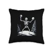 Funny Snowball Fights Skeleton in Winter Season Start Throw Pillow,