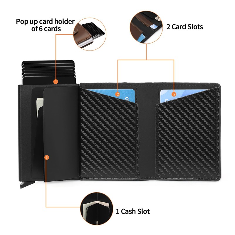SENDEFN Wallet Pop-up Card Holder with RFID Blocking Wallets for