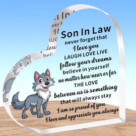 AMZQ Son In Law Gifts Son In Law Heart Shaped Plaque Present Son In Law Christmas Birthday Gifts Keepsake