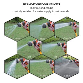 Pistola de agua de alta presión pulverizadora de boquilla de mangueras de jardín de 4 piezas, con conector G1 / 2, para plantas y verduras