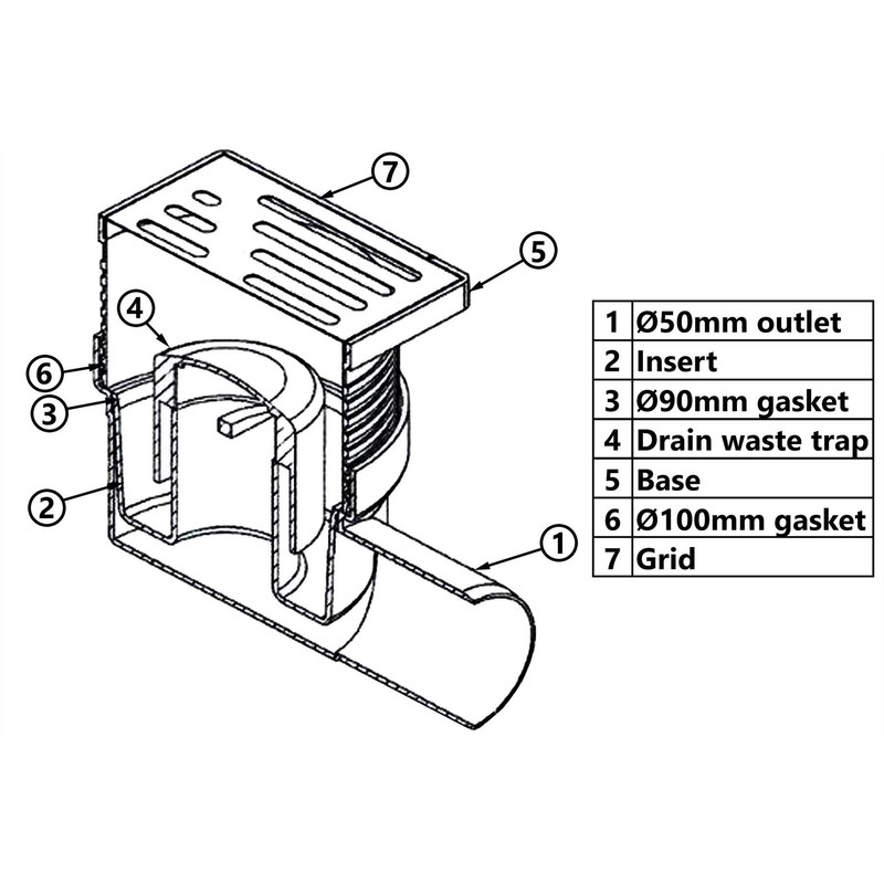 Regulated Height Side Outlet 100x100mm Floor Ground Waste Drain Gully