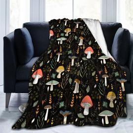 Stylish Mushroom Leaves Blanket, Soft Blankets Flannel Bed Throw Cozy Lightweight Plush Gifts for Women Men Boys Girls Kids Sofa Couch Bedroom Living Rooms Warm All Season, Home Decor, 60"x50"