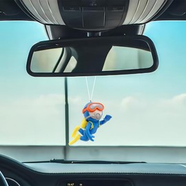 ZOSTLAND Cute Swing Ornament Car Auto Rear View Mirror Hanging Decoration Suspension Pendant Accessories Applicable to Car Truck SUV (Diver)