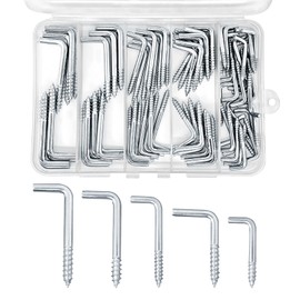 Ticway 85 Pieces Galvanized Spiral Hooks Set - 5 Sizes Heavy Duty Self Tapping Hooks for Home, Garage or Office (Silver)