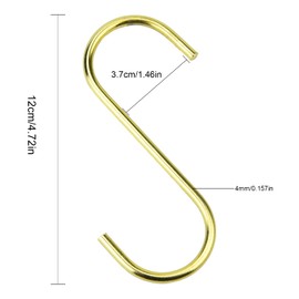 10 Pack Gold S Hooks for Hanging, Stainless Steel S Shaped Hooks, Utility S Hooks for Bathroom, Kitchen, Garden, Cloakroom